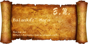 Balaskó Mara névjegykártya